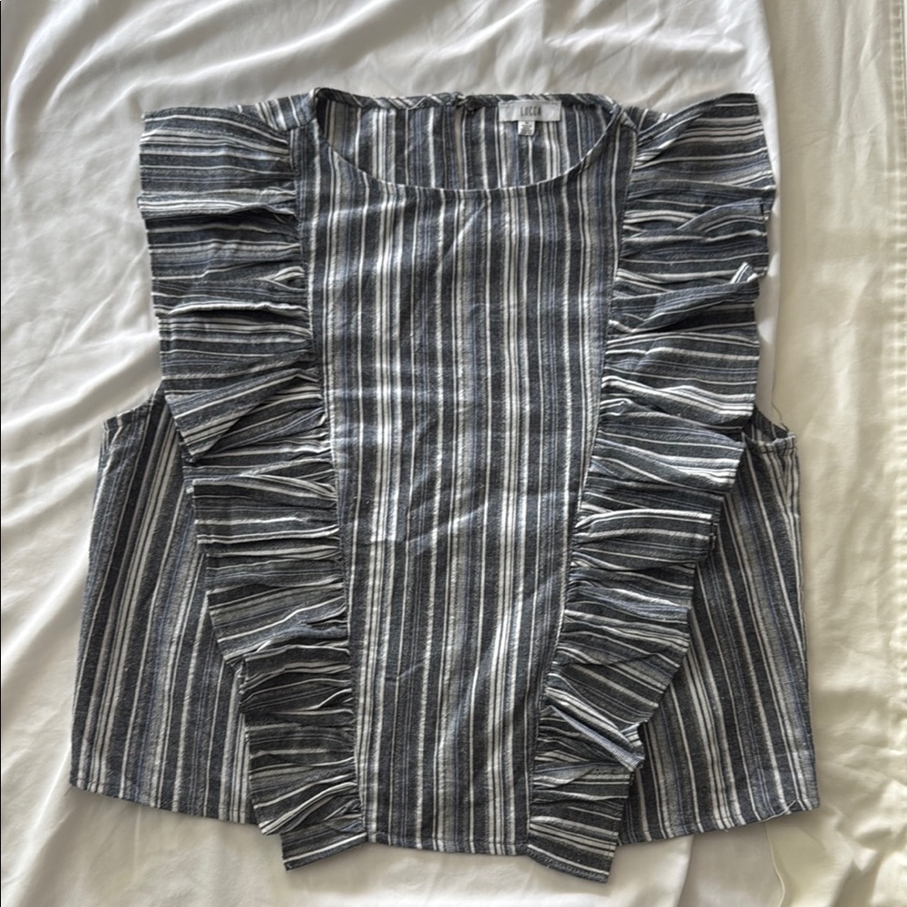 Striped Ruffle Sleeve Top
